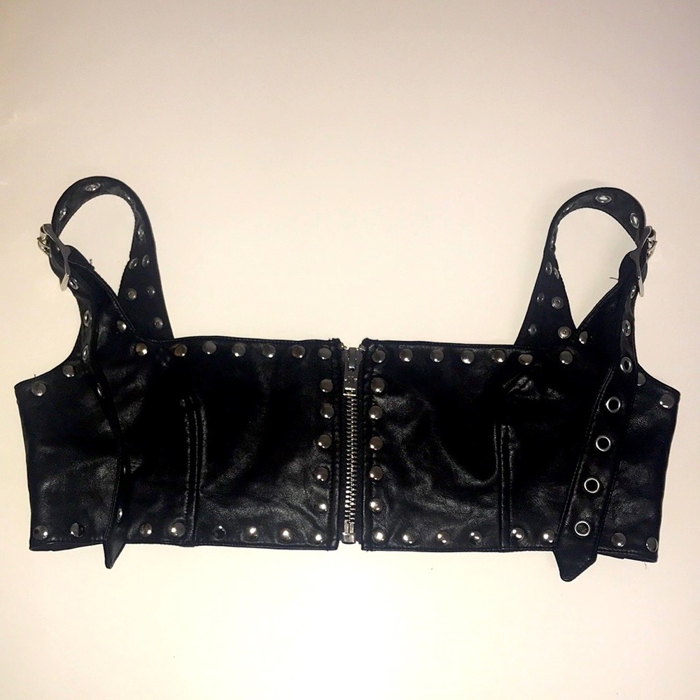 Dolls Kill Leather Studded Crop Top